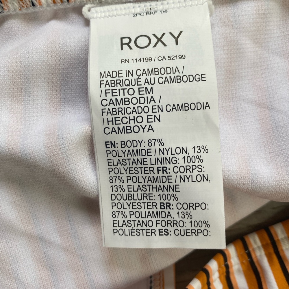 NWT Roxy Orange/White Regular Coverage Bikini Set Small - Picture 7 of 7